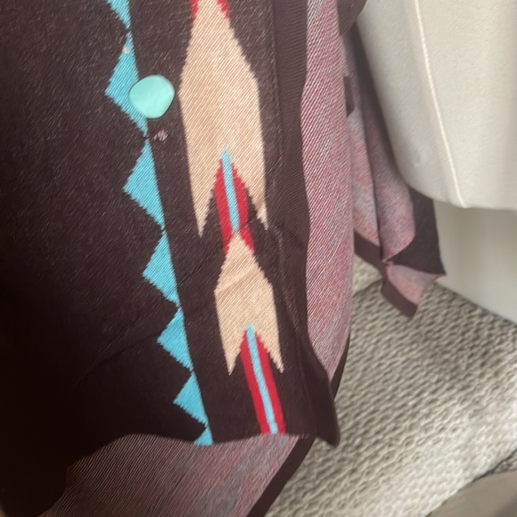 RANCHO ESTANCIA Western Aztec print Shawl poncho OS - Picture 11 of 11
